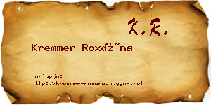 Kremmer Roxána névjegykártya